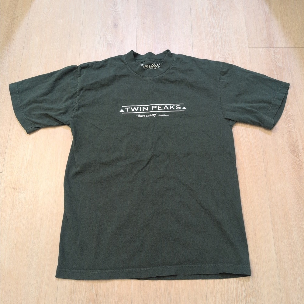 Super Yaki Twin Peaks David Lynch Have a Party Graphic Adult Small Shirt Green